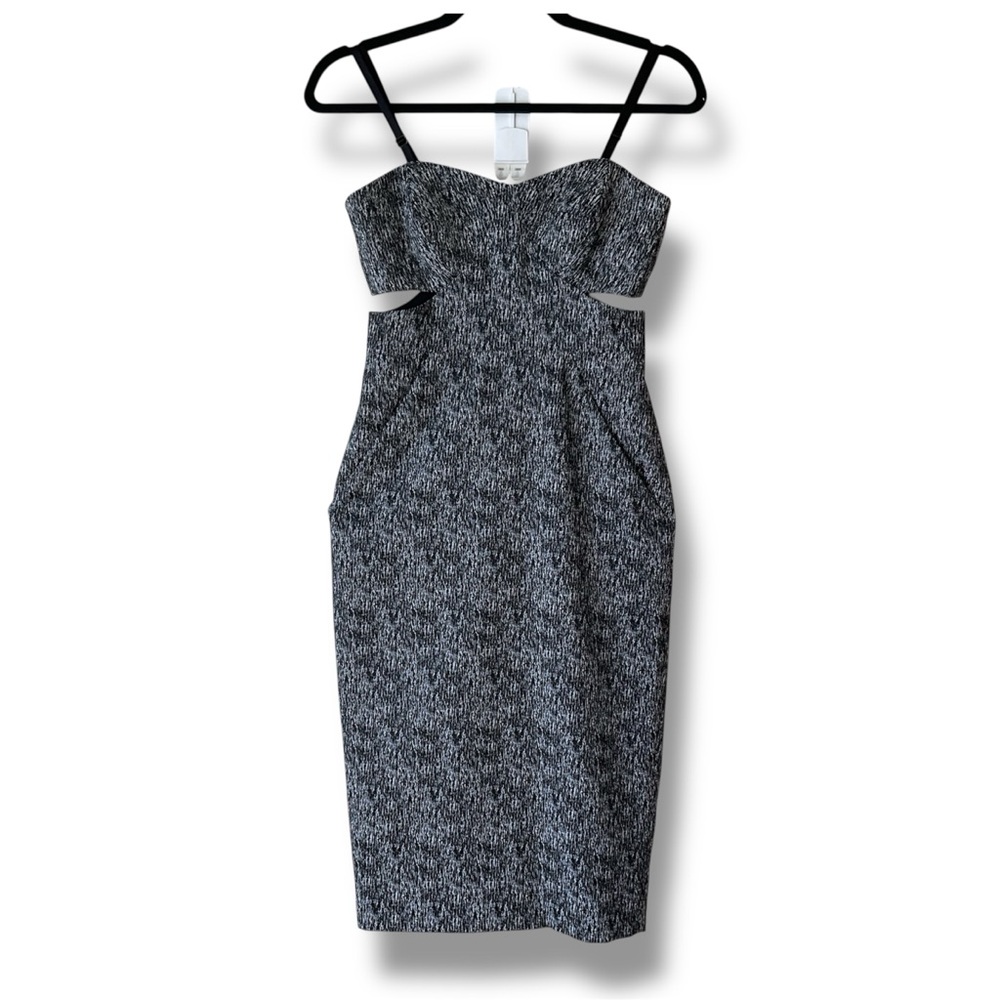 Jonathan Simkhai Space Dye Pattern Cutout Sheath Dress in Black & Grey Size XS